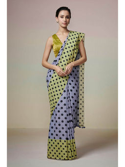 Dressfolk - Handwoven Light Purple with Polka Dots Handloom 100% Pure Cotton Saree