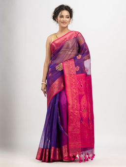 Angoshobha - Purple Art Silk with Pallu Kalka Banarasi Saree with Unstitched Blouse