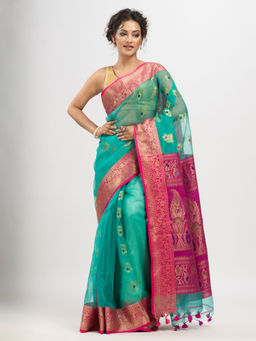 Angoshobha - Green Art Silk with Pallu Kalka Banarasi Saree with Unstitched Blouse