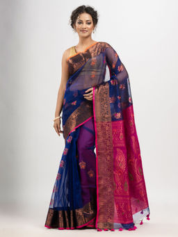 Angoshobha - Royal Blue Art Silk with Pallu Kalka Banarasi Saree with Unstitched Blouse