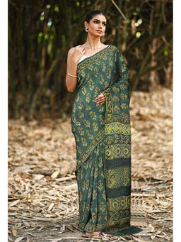 Unnati Silks - Women Multi-Color Silk Printed Saree with Unstitched Blouse
