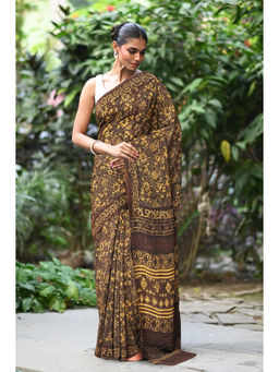 Unnati Silks - Women Multi-Color Silk Printed Saree with Unstitched Blouse