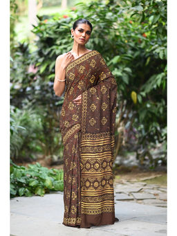Unnati Silks - Women Multi-Color Silk Printed Saree with Unstitched Blouse