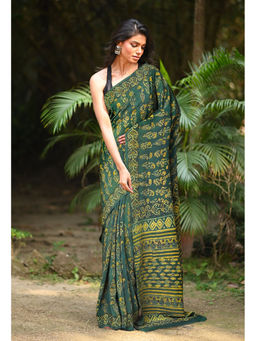 Unnati Silks - Women Multi-Color Silk Printed Saree with Unstitched Blouse