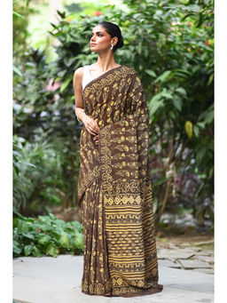 Unnati Silks - Women Multi-Color Silk Printed Saree with Unstitched Blouse
