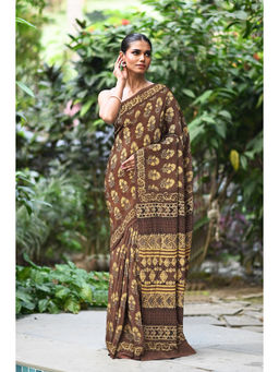 Unnati Silks - Women Multi-Color Silk Printed Saree with Unstitched Blouse