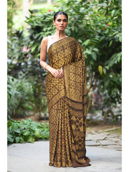 Unnati Silks - Women Multi-Color Silk Printed Saree with Unstitched Blouse