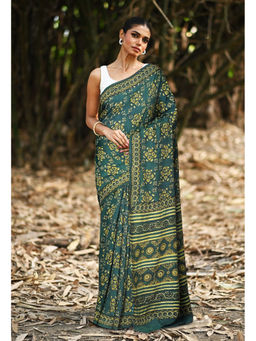 Unnati Silks - Women Multi-Color Silk Printed Saree Without Blouse