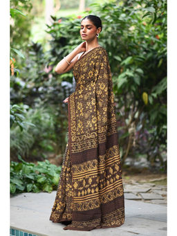 Unnati Silks - Women Multi-Color Silk Printed Saree with Unstitched Blouse
