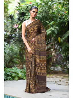 Unnati Silks - Women Multi-Color Silk Printed Saree with Unstitched Blouse
