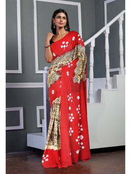 Unnati Silks - Women Multi-Color Silk Printed Saree with Unstitched Blouse