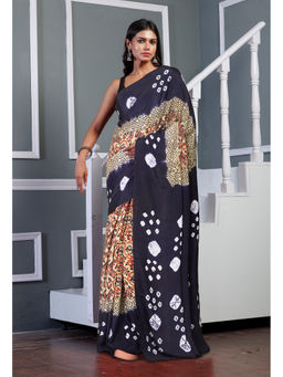 Unnati Silks - Women Multi-Color Silk Printed Saree with Unstitched Blouse