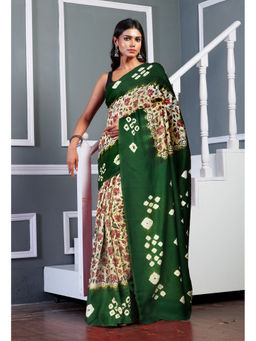 Unnati Silks - Women Multi-Color Silk Printed Saree with Unstitched Blouse