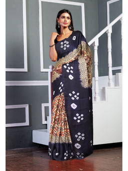 Unnati Silks - Women Multi-Color Silk Printed Saree with Unstitched Blouse