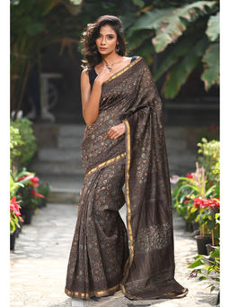 Unnati Silks - Women Multi-Color Cotton Silk Printed Saree with Unstitched Blouse