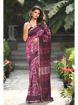 Unnati Silks - Women Multi-Color Cotton Silk Printed Saree with Unstitched Blouse
