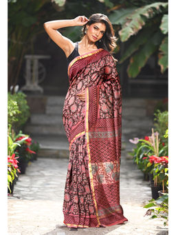 Unnati Silks - Women Multi-Color Cotton Silk Printed Saree with Unstitched Blouse