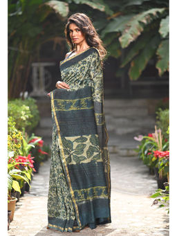 Unnati Silks - Women Multi-Color Cotton Silk Printed Saree with Unstitched Blouse