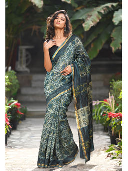Unnati Silks - Women Multi-Color Cotton Silk Printed Saree with Unstitched Blouse