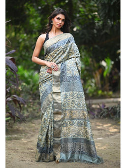 Unnati Silks - Women Multi-Color Silk Printed Saree with Unstitched Blouse