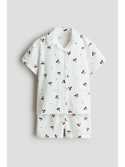 H&M - Girls White Patterned Muslin Pyjamas
