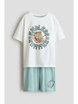 H&M - Boys White Printed Cotton Pyjamas