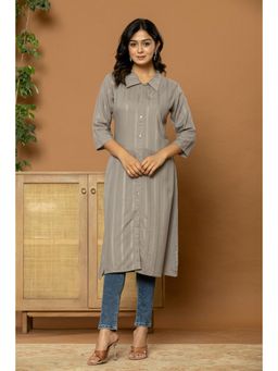 Gahan - Grey Rayon Self Design Straight Kurta