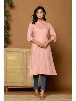 Gahan - Pink Rayon Self Design Straight Kurta