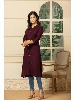Gahan - Maroon Rayon Self Design Straight Kurta