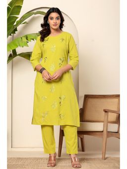 Gahan - Flamboyant Yellow Embroidered Kurta with Pants