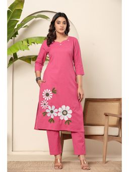 Gahan - Flamboyant Pink Embroidered Kurta with Pants