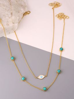 Zurooh - 18K Gold Plated Evil Eye Turquoise Stone Layering Set