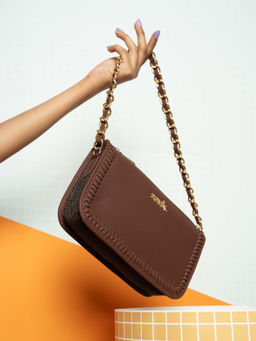 Zouk - Women Brown Bristel Aalya Baguette Handbag