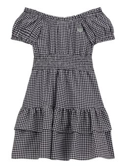 Guess - Black Polyester Checked Girls Dress