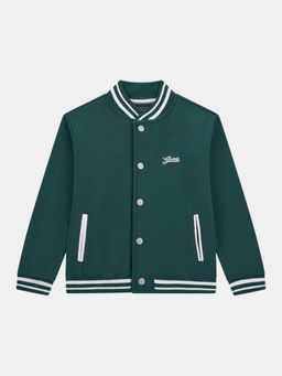 Guess - Green Cotton Solid Boys Varsity Jacket