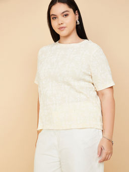 max - Women Embroidered Yellow T-Shirt