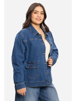 Virgio - Solid Cotton Denim Plus Size Jacket for Women