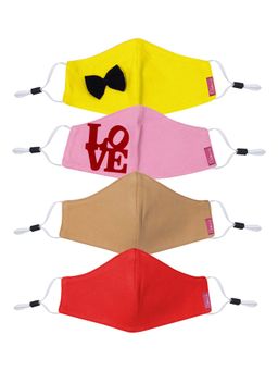 D'chica - 2-Ply Assorted Color Masks For Girls Bow and Love Applique (Set of 4)