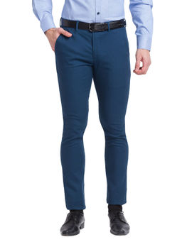 Park Avenue - Super Slim Fit Solid Blue Formal Trouser