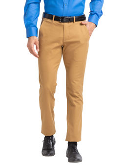Park Avenue - Super Slim Fit Solid Brown Formal Trouser