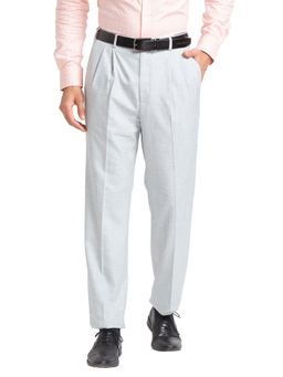 Park Avenue - Super Slim Fit Solid Grey Formal Trouser