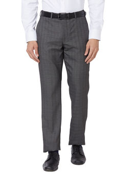 Park Avenue - Regular Fit Checks Grey Formal Trouser