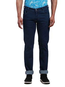 Parx - Slim Fit Solid Navy Blue Jeans
