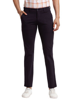 Parx - Regular Fit Solid Black Casual Trouser