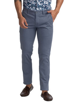 Parx - Regular Fit Self Design Grey Casual Trouser