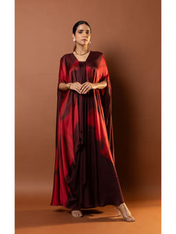 Vedika M - Maroon Printed Kaftan Dress