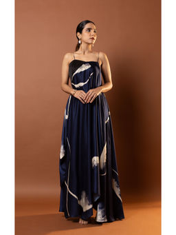 Vedika M - Blue Printed Draped Dress