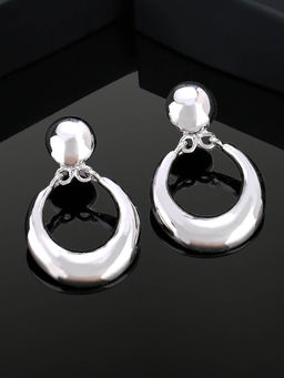 Estele - Rhodium Plated Circular Drop Earrings for Girls and Women