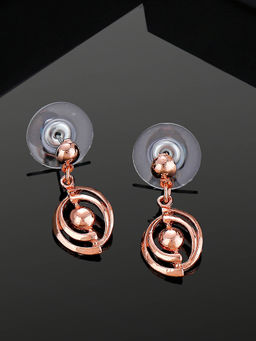 Estele - Rose Gold Plated Circular Shaped Drop Earrings for Girls and Women