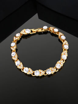 Estele - Gold Plated Gorgeous Bracelet with White Austrian Crystals for Girls & Women
